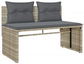 4 pcs conj. sofás jardim c/ almofadões vime PE cinzento-claro