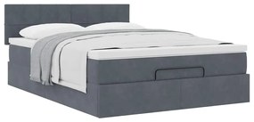 Estrutura de cama otomana com colchão 140x200cm cinzento escuro