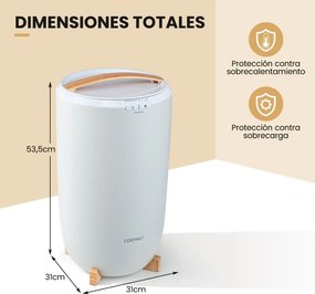 Cubo aquecedor de toalhas para banheiro 20 L com temporizador de desligamento automático Ajustes de 15/30/45/60 minutos Cinza