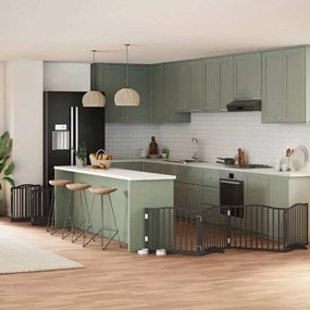 vidaXL Portão p/ cães com porta dobrável 12 painéis 960 cm álamo preto