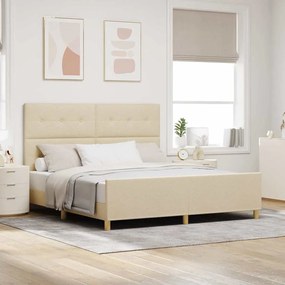 vidaXL Estrutura da Cama com cabeceira Creme 180 x 200 cm tecido