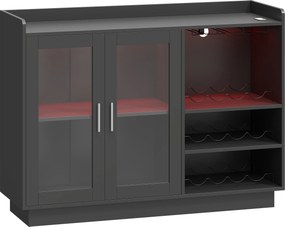 Móvel de Bar com Luzes LED RGB e Porta-Garrafas para 12 Garrafas Armário Buffet para Vinhos para Sala de Jantar Sala de Estar Preto