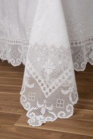 315x175 cm Toalha de mesa de linho bordada a mão C/ Crochê