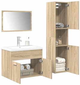 vidaXL 4 pcs conj. móveis casa banho derivados madeira carvalho sonoma