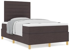 Cama Box com Colchão Castanho Escuro Cama Pequena de Tecido