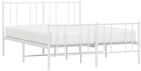 Estrutura de cama com cabeceira e pés 150x200 cm metal branco