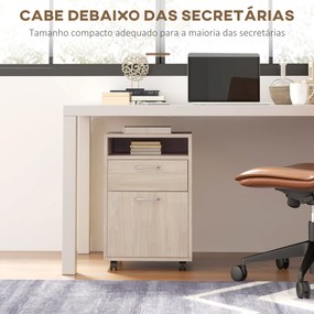 Bloco de Gavetas com Rodas Gaveta Compartimento Porta Arquivador Móvel para Escritório 40x35x60 cm Carvalho