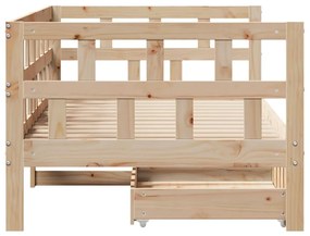 Sofá-cama com gavetas 80x200 cm madeira de pinho maciça