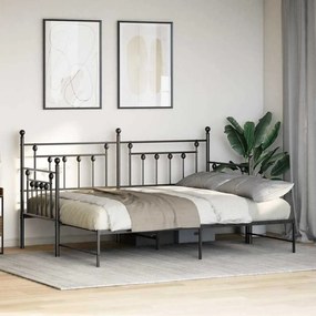 Estrutura de Daybed com Cama Auxiliar Preta 80x200 cm em Aço
