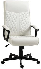 Vinsetto Cadeira Escritório Giratória 360° Encosto Alto Altura Ajustável Inclinação Ergonómica 65x65x102-112,5cm Creme