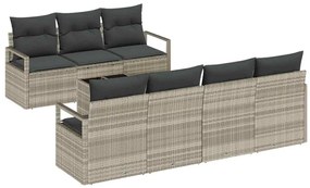 Conjunto de Sofá de Jardim de 8 Peças com Almofadas Cinzento-claro Rat