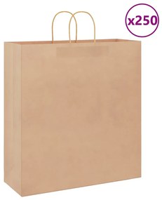 vidaXL Sacos de papel 250 unid com alças castanho 45x17x48 cm