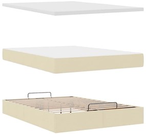 Estrutura de cama otomana com colchão tecido creme 140x200cm