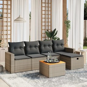 vidaXL 6 pcs conjunto sofás de jardim com almofadões vime cinzento