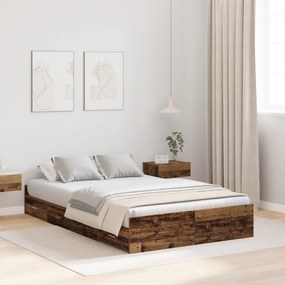 Estrado de Cama com Armazenamento Madeira Velha 120x190 cm de Madeira