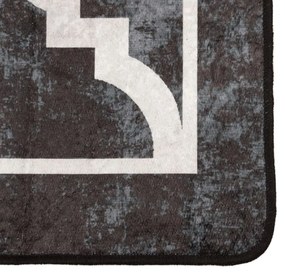 Tapete lavável antiderrapante 80x150 cm preto e branco