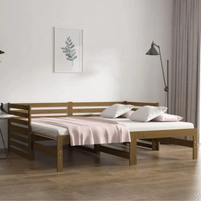 vidaXL Sofá-cama puxar 2x(80x200) cm pinho maciço castanho mel