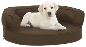 vidaXL Cama para cães ergonómica 60x42 cm aspeto linho castanho