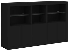 Aparador com luzes LED 162x37x100 cm preto