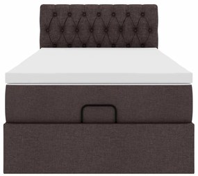 Cama otomana com colchão &amp; LEDs 90x200cm tecido castanho escuro