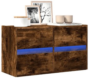 vidaXL Móvel de parede p/ TV c/ luzes LED 80x31x45 cm carvalho fumado