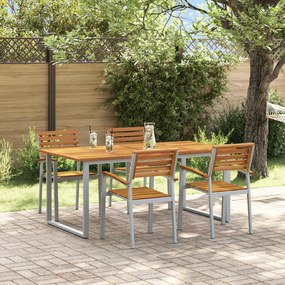 vidaXL Conjunto de Jantar de Jardim de 5 Peças em Madeira Sólida de Acácia e Metal