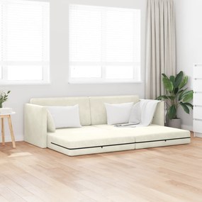 vidaXL Sofá Cama de Chão 2 em 1 Creme 213x144x60 cm Veludo
