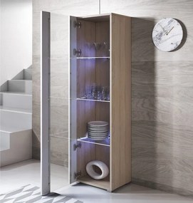 Vitrine Rialba de 167cm com Luzes LED - Carvalho/Branco - Design Moder