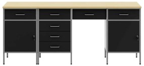Conjunto de Mesa e Armário de Trabalho VidaXL 4 Peças Preto em Madeira