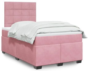 Cama boxspring com colchão 120x190 cm veludo rosa