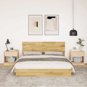 Estrutura cama cabeceira sem colchão 150x200 cm maciça carvalho