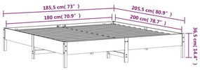 Estrutura de cama 180x200 cm madeira pinho maciço castanho cera