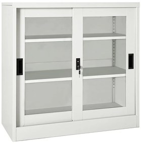Armário com porta deslizante aço 90x40x90 cm cinzento-claro