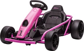 HOMCOM Go-Kart Elétrico 24 V para Crianças Até 13 km/h Gokart com Função Drift, Drift-Kart com 2 Motores para 8–12 Anos Rosa | Aosom Portugal
