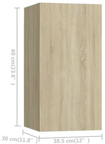 6 pcs conjunto móveis de TV derivados madeira carvalho sonoma