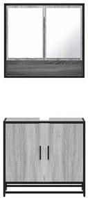 2 pcs conjunto móveis WC derivados de madeira sonoma cinza