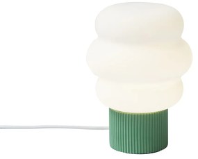 Candeeiro de Mesa Japandi Verde com Vidro Opalino 18cm - Miele Japandi