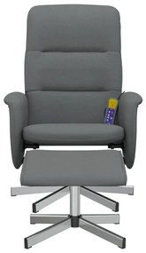 Cadeira massagens reclinável c/ apoio pés tecido cinza-escuro