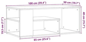 Mesa de centro em carvalho artesanal 100x50x40 cm