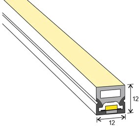 Led NEON Flex, 12x12mm, DC24V, 240Led/m, RGB, 5m, 90W, IP67 RGB regulável