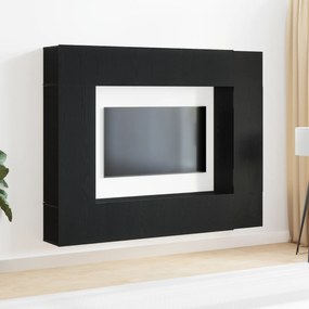 vidaXL Conjunto de 8 Peças de Armário de TV Montado na Parede em Carvalho Preto
