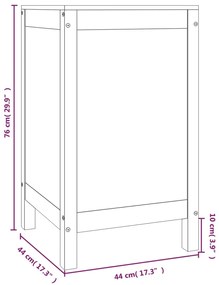Caixa para roupa 44x44x76 cm madeira de pinho maciça cinzento