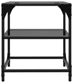 Mesas de centro c/ topo em vidro preto 2 pcs 40x40x45 cm aço