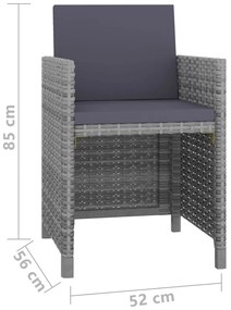9 pcs conjunto jantar exterior c/ almofadões vime PE antracite