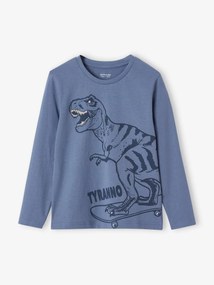 Camisola Basics com motivo, mangas compridas, para menino azul-acinzentado