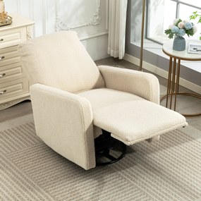 Poltrona reclinável, poltrona de relaxamento com apoio para os pés, giratória em 360° e reclinável, 76 x 94 x 100 cm, bege