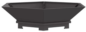 Fogueira Hexagonal vidaXL Preta 100x100x28 cm Aço