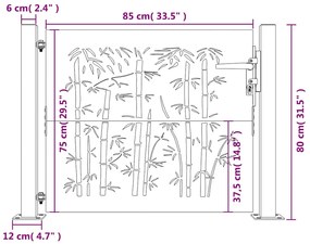 Portão de jardim 105x80 cm aço corten design bambu