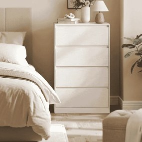 Cómoda com quatro gavetas versátil 40 x 60 x 97,4 cm Branco neve
