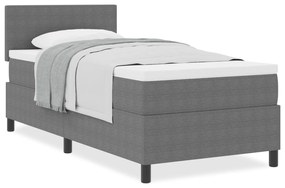 Cama Box Spring com Colchão Cinza Claro 80x200 cm Tecido de Corduroy